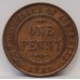AUSTRALIA 1928 . ONE 1 PENNY . VARIETY . BROKEN 8